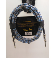 Boston Noiseless Braided Pro cable 1/4" jack to jack - vintage blue |  Καλώδια στο Pegasus Music Store