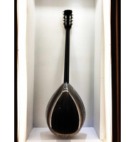 Χειροποίητο 8-χορδο Μαύρο μπουζούκι με καπάκι απο κέδρο και pearloid φιλέτα |  Μπουζούκια 8-χορδα στο Pegasus Music Store