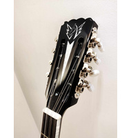 Χειροποίητο 8-χορδο Μαύρο μπουζούκι με καπάκι απο κέδρο και pearloid φιλέτα |  Μπουζούκια 8-χορδα στο Pegasus Music Store